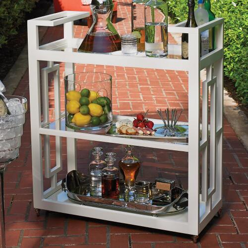Grid Block Bar Cart-White