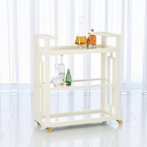 Grid Block Bar Cart-White