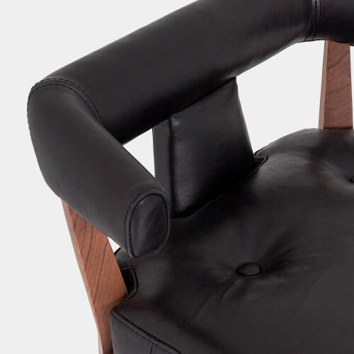 Moderno Barstool-Black Marble Leather