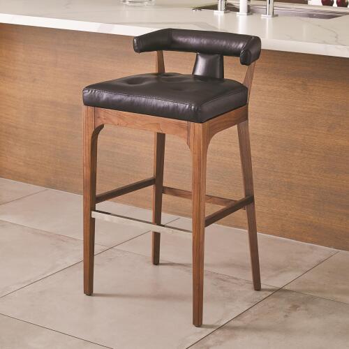 Moderno Barstool-Black Marble Leather