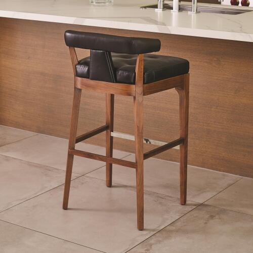 Moderno Barstool-Black Marble Leather