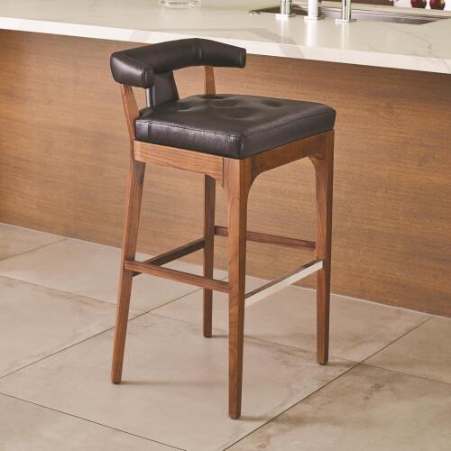 Moderno Barstool-Black Marble Leather