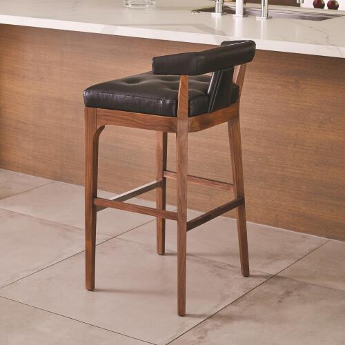 Moderno Barstool-Black Marble Leather