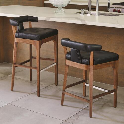 Moderno Barstool-Black Marble Leather