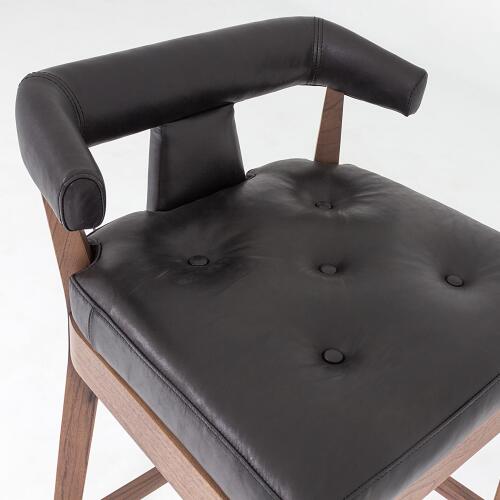Moderno Barstool-Black Marble Leather