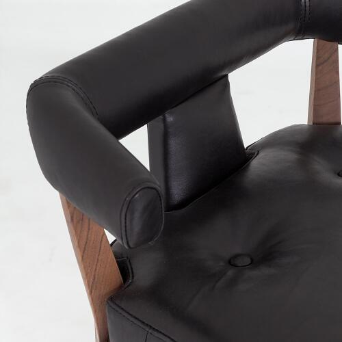 Moderno Barstool-Black Marble Leather