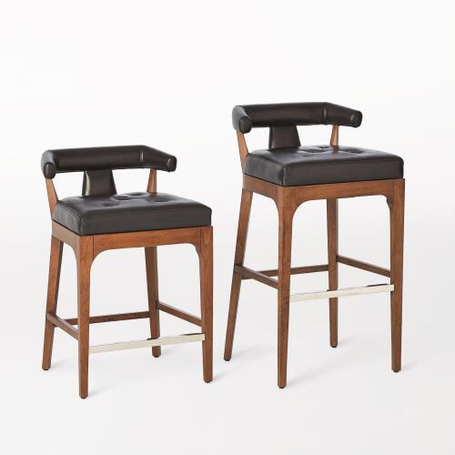 Moderno Barstool-Black Marble Leather