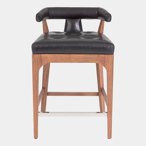 Moderno Counter Stool-Black Marble Leather