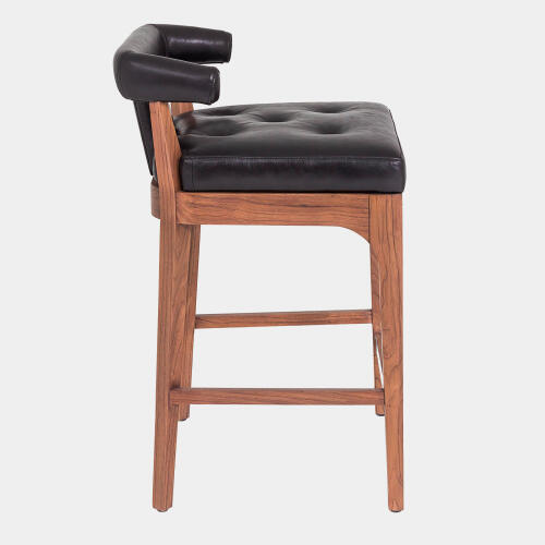 Moderno Counter Stool-Black Marble Leather