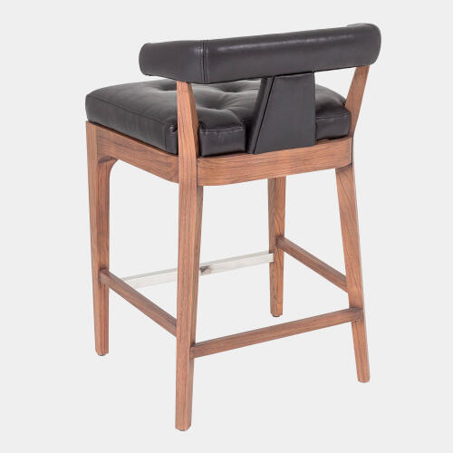 Moderno Counter Stool-Black Marble Leather