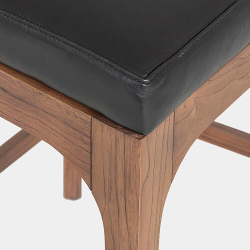 Moderno Counter Stool-Black Marble Leather