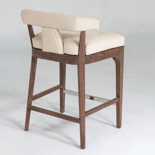 Moderno Counter Stool-Ivory Marble Leather