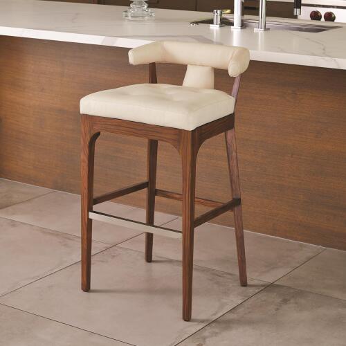 Moderno Counter Stool-Ivory Marble Leather