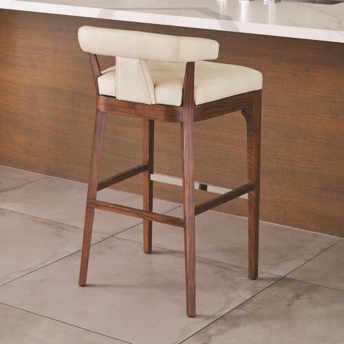 Moderno Counter Stool-Ivory Marble Leather