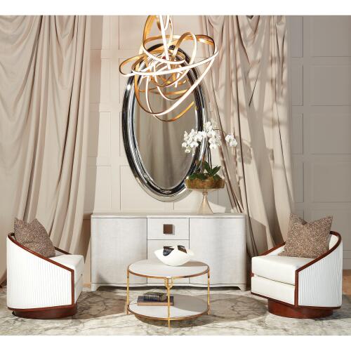 Swivel Chair-White Leather