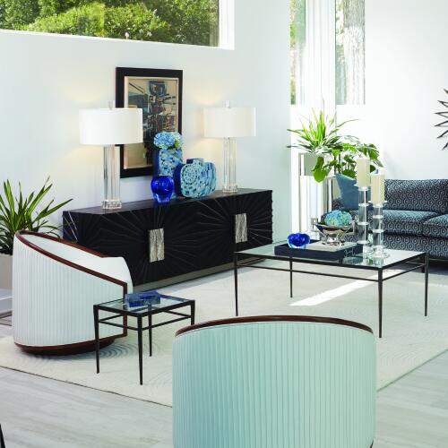 Swivel Chair-White Leather