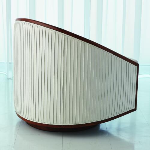 Swivel Chair-White Leather