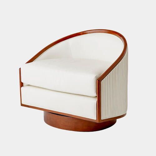 swivel chair-white leather