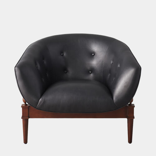 Mimi Chair-Black Marbled Leather