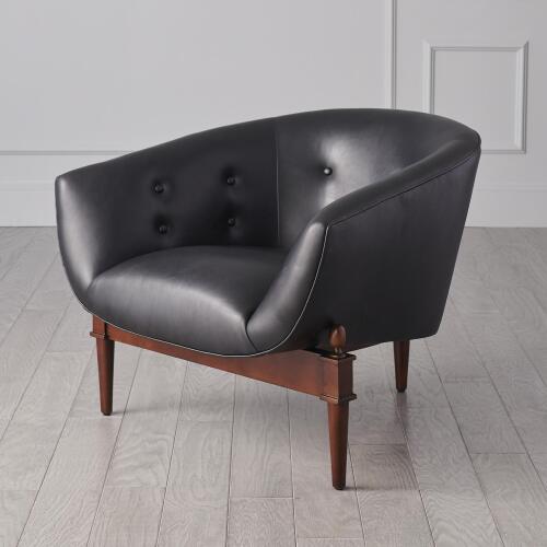Mimi Chair-Black Marbled Leather