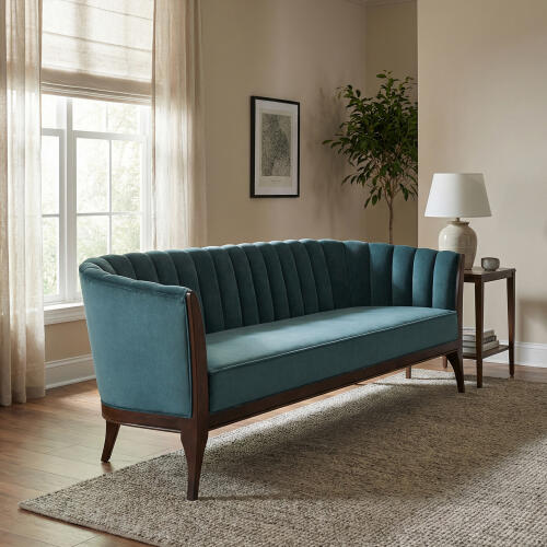 Connor Channel Back Sofa-Dragonfly Velvet