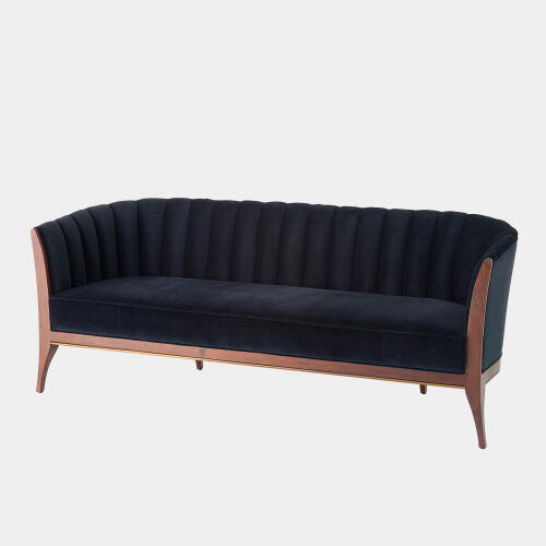 Connor Channel Back Sofa-Black Velvet
