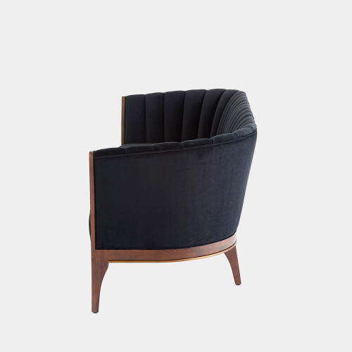 Connor Channel Back Sofa-Black Velvet