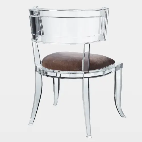 Klismos Acrylic Chair-Pewter
