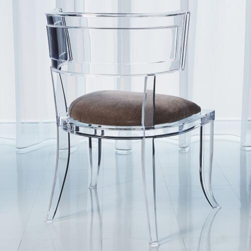 Klismos Acrylic Chair-Pewter