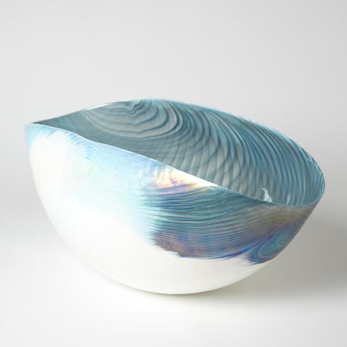 Ivory Turquoise Feather Swirl Bowl