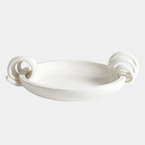 Ribbon Handle Compote-Matte White