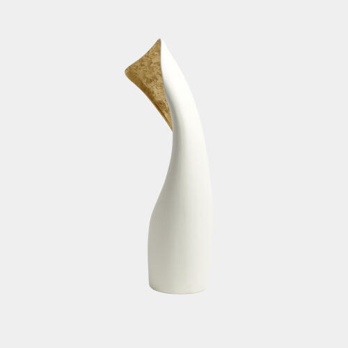 Cowl Lamp-White w/Gold Leaf-Lg