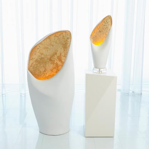 Cowl Lamp-White w/Gold Leaf