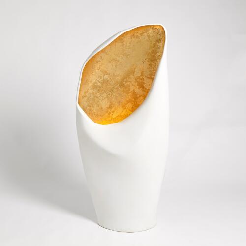 Cowl Lamp-White w/Gold Leaf