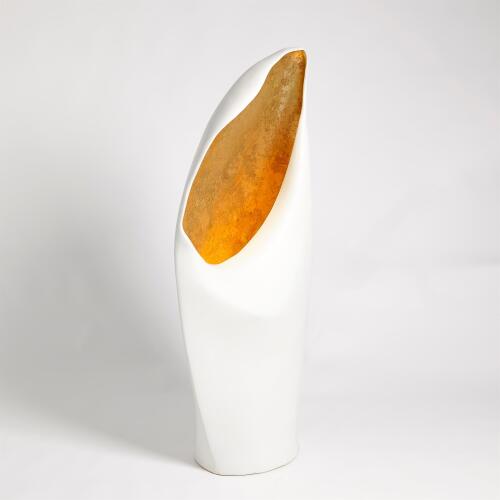 Cowl Lamp-White w/Gold Leaf