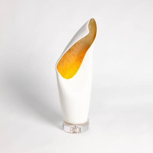 Cowl Lamp-White w/Gold Leaf-Sm