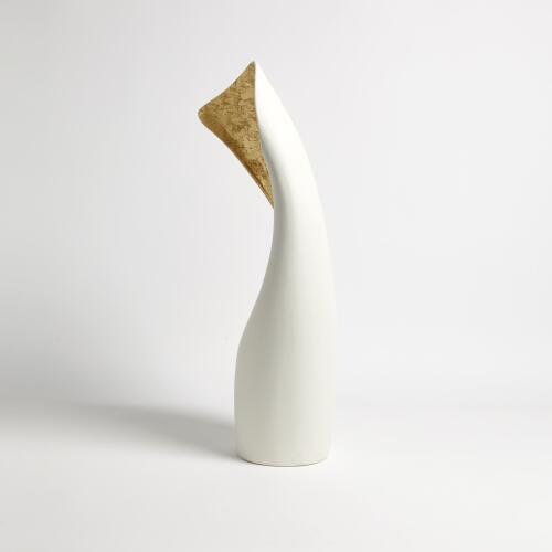 Cowl Lamp-White w/Gold Leaf-Sm