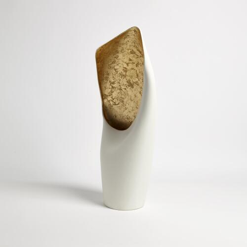 Cowl Lamp-White w/Gold Leaf