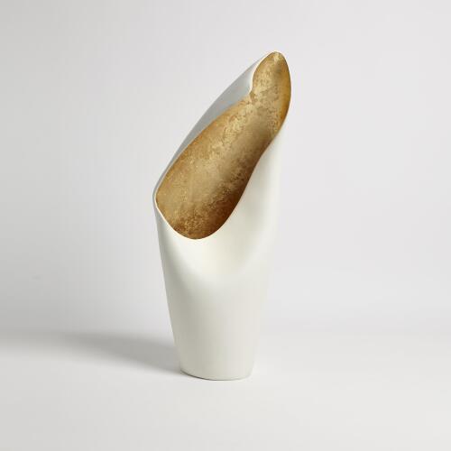 Cowl Lamp-White w/Gold Leaf