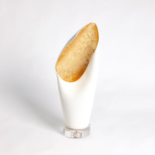 Cowl Lamp-White w/Gold Leaf