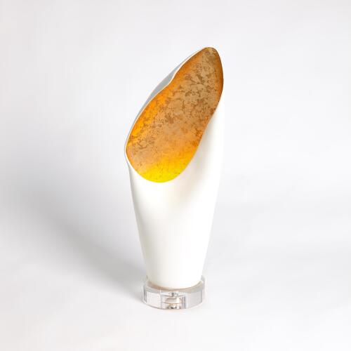 Cowl Lamp-White w/Gold Leaf