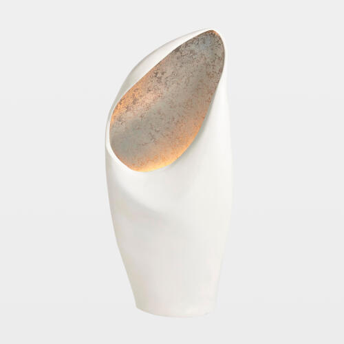 Cowl Lamp-White w/Silver Leaf-Lg