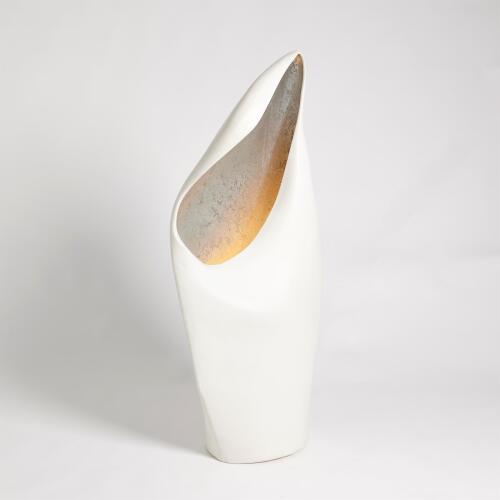 Cowl Lamp-White w/Silver Leaf