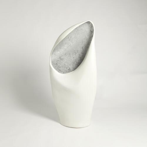 Cowl Lamp-White w/Silver Leaf