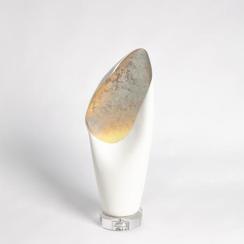 Cowl Lamp-White w/Silver Leaf
