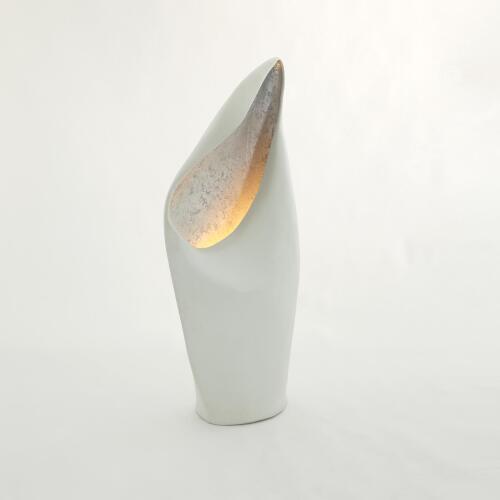 Cowl Lamp-White w/Silver Leaf-Sm