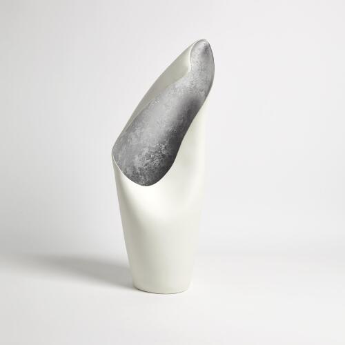 Cowl Lamp-White w/Silver Leaf