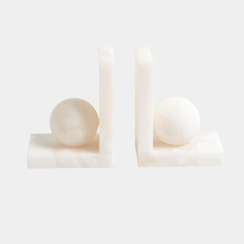 Cassium Ball Bookends-Alabaster