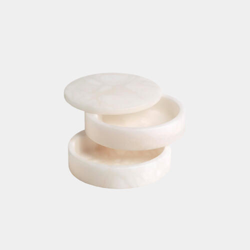 Leora Swivel Box-Alabaster-White