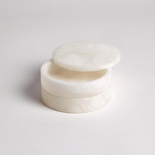 Alabaster Swivel Box-White